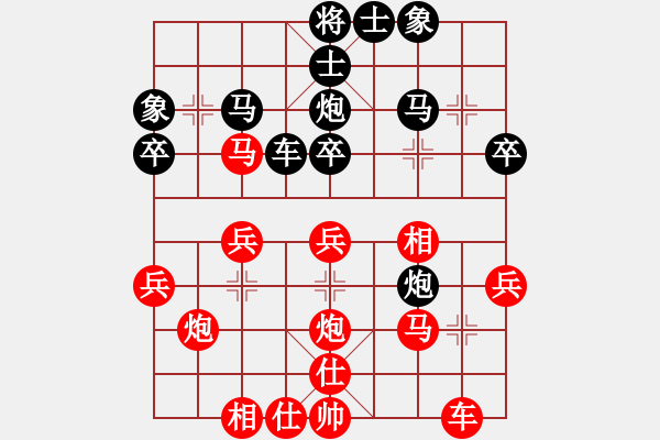 象棋棋譜圖片：順炮戰(zhàn)術(shù) 布局定式左馬外肋對右炮過河 - 步數(shù)：30 