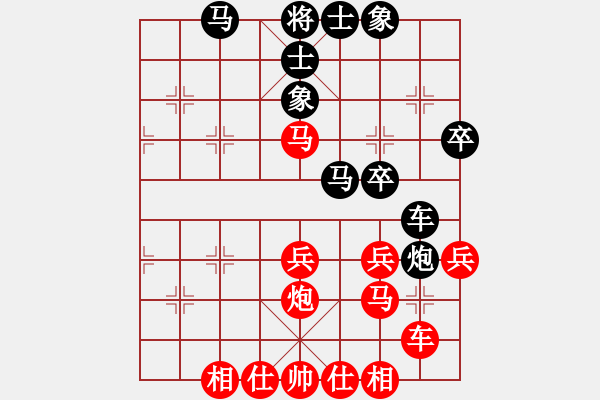 象棋棋譜圖片：中炮進(jìn)七兵對屏風(fēng)馬左炮封車 - 步數(shù)：40 