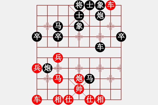 象棋棋譜圖片：銅陵小蟲(2段)-負(fù)-智取生辰綱(3段)中炮過河車對屏風(fēng)馬平炮兌車急進中兵（兵三進一） - 步數(shù)：40 