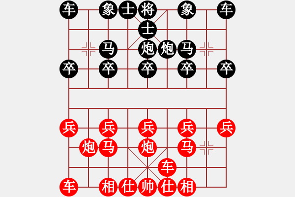 象棋棋譜圖片：中炮對列炮(黑56炮型) - 步數(shù)：10 