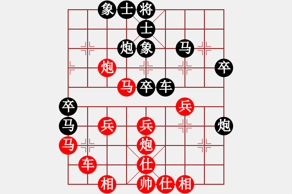 象棋棋譜圖片：中炮三兵對(duì)屏風(fēng)馬踩兵踢炮分析 - 步數(shù)：40 