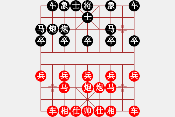 象棋棋譜圖片：中炮對黑士4進五，馬8進9，紅炮八平六變、、、、、、、kuailena(9段)-和-風(fēng)景如畫(3段) - 步數(shù)：10 