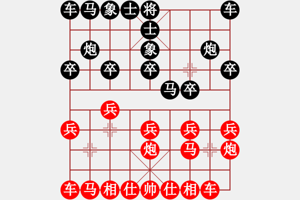 象棋棋譜圖片：中炮對(duì)飛右象（我紅方先勝Q(mào)Q太守） - 步數(shù)：10 