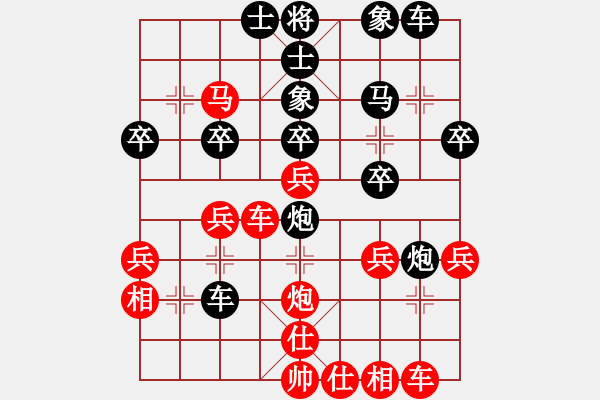 象棋棋譜圖片：豫東棋人(9段)-勝-美美大眼睛(月將)中炮七路馬對(duì)屏風(fēng)馬 紅進(jìn)中兵對(duì)黑雙炮過河 - 步數(shù)：30 