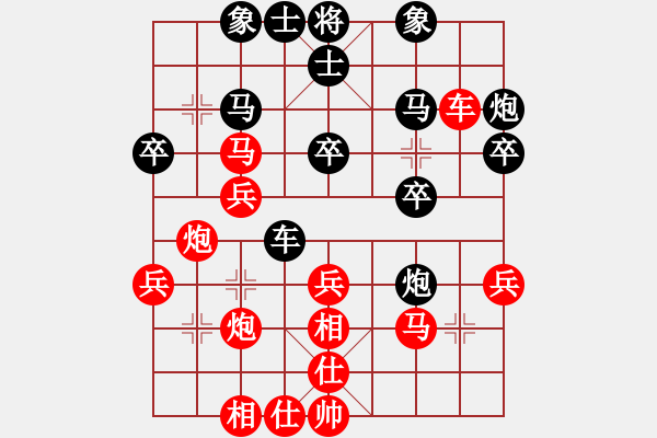 象棋棋譜圖片：中炮不進(jìn)兵過河車對(duì)屏風(fēng)馬黑補(bǔ)士象（紅勝） - 步數(shù)：40 