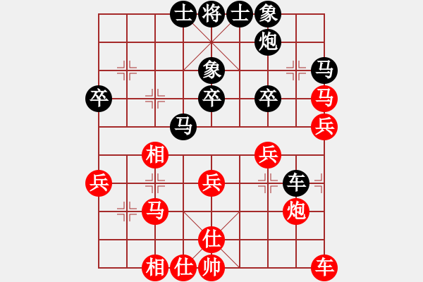 象棋棋譜圖片：鑫鑫棋院代表隊(duì)金波 先和 東部城區(qū)代表隊(duì)石永革 - 步數(shù)：30 