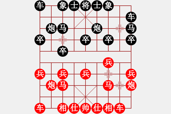 象棋棋譜圖片：起馬轉(zhuǎn)紅屏風(fēng)馬對黑左士角炮左橫車（旋風(fēng)V5.0先勝巫師業(yè)余級） - 步數(shù)：10 