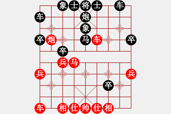 象棋棋譜圖片：快樂棋社 山東呂世偉 先勝 寶清曲海君 中炮過河車互進七兵對屏風馬左馬盤河 紅七路馬 黑橫車 紅兵五 - 步數(shù)：30 