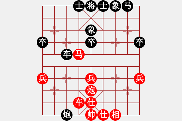 象棋棋譜圖片：快樂(lè)棋社 山東薛喜海 先勝 江蘇-查孝富 中炮巡河車對(duì)屏風(fēng)馬 紅不進(jìn)左馬 - 步數(shù)：40 