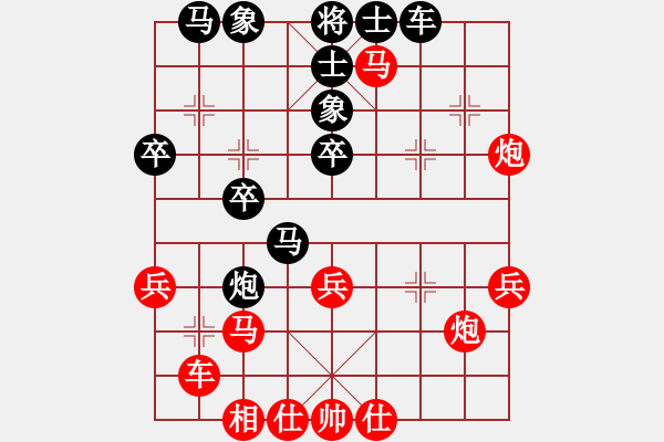 象棋棋譜圖片：楊二郎(日帥)-勝-細(xì)雨燕雙飛(至尊) 中炮過河炮對左三步虎 - 步數(shù)：35 