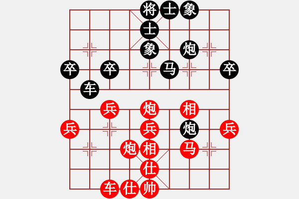 象棋棋譜圖片：五六炮進(jìn)七兵對(duì)屏風(fēng)馬（QQ業(yè)五升業(yè)六評(píng)測(cè)對(duì)局）紅勝 - 步數(shù)：40 