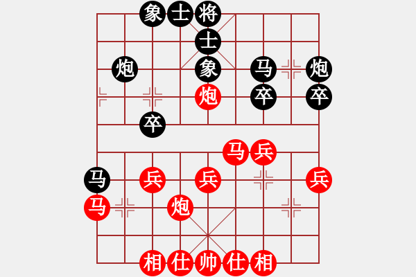 象棋棋譜圖片：過(guò)關(guān)不斬將(2段)-勝-鐵馬全戈(1段) - 步數(shù)：30 