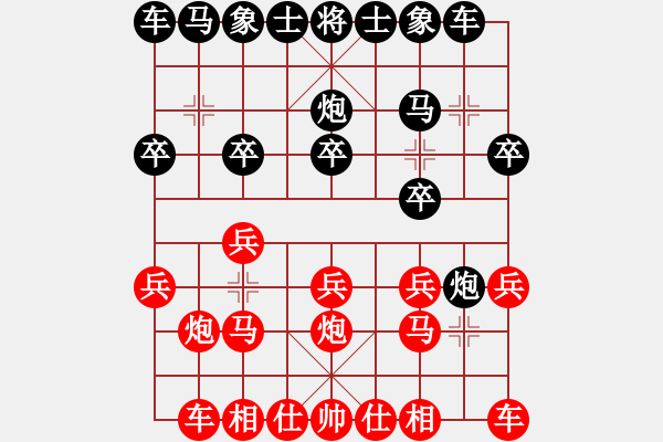 象棋棋譜圖片：多子失守 教訓深刻：偏鋒炮王[紅] -VS- ec-4600304-828BC5C3-5[黑] - 步數(shù)：10 