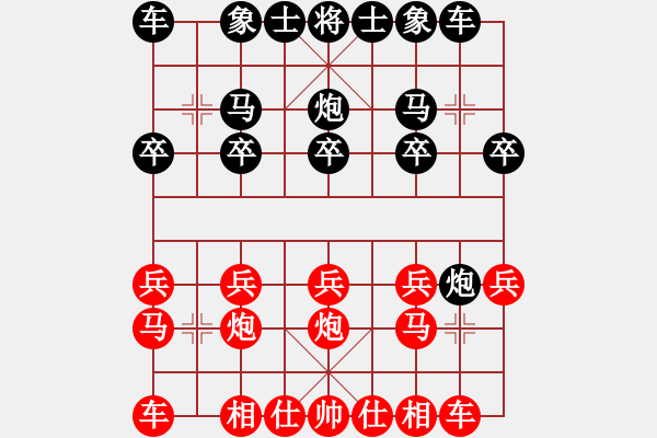 象棋棋譜圖片：左炮封車轉(zhuǎn)列炮破大騰訊業(yè)余六級(jí) - 步數(shù)：10 