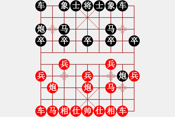 象棋棋谱图片：逸方闲(7段)-胜-入画(4段)五六炮对屏风马 - 步数：10 