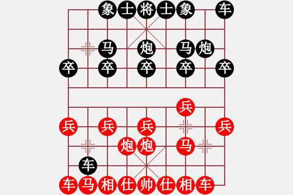 象棋棋譜圖片：天下等二(9段)-負(fù)-教父(月將) 仙人指路轉(zhuǎn)左中炮對(duì)卒底炮飛左象 紅雙直車(chē)右邊馬對(duì)黑連進(jìn)７卒右橫車(chē) - 步數(shù)：10 