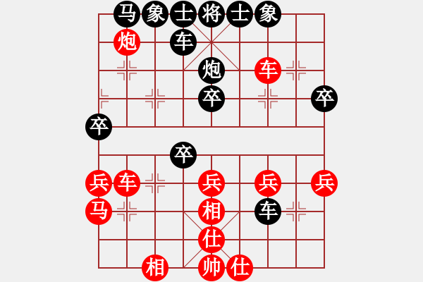 象棋棋譜圖片：20170415 后勝天天業(yè)6-1 仙人指路對卒底炮轉順炮 紅炮八進六 車1進2 車九平八 車1平3 - 步數：30 