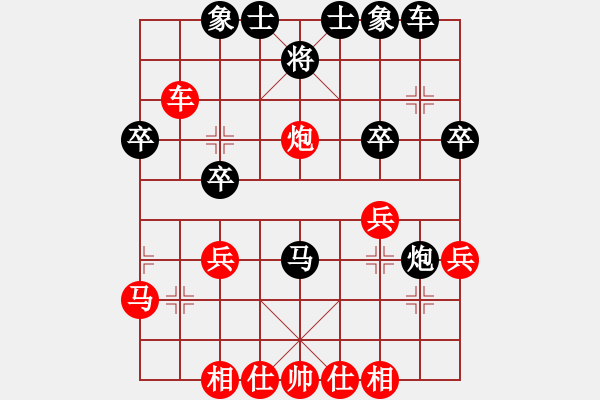 象棋棋譜圖片：五七炮進三兵對屏風(fēng)馬進３卒（黑橫車棄空頭） 慢棋手(月將)-和-唯我橫刀(日帥) - 步數(shù)：30 