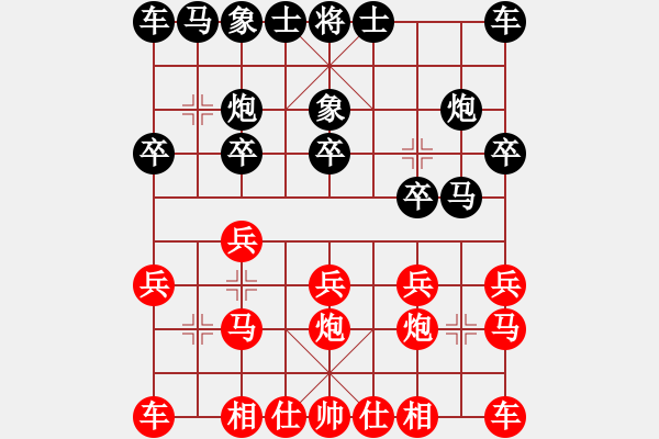 象棋棋譜圖片：仙人指路左中炮黑左飛象（紅勝） - 步數(shù)：10 