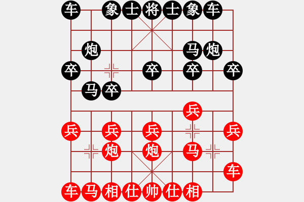 象棋棋譜圖片：中炮右橫車對(duì)屏風(fēng)馬－紅進(jìn)三兵右橫車平六.PGN - 步數(shù)：10 