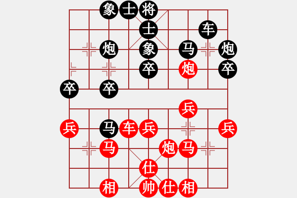 象棋棋譜圖片：五八對(duì)3.右橫。炮八平三。車九進(jìn)一。車一平二 - 步數(shù)：30 