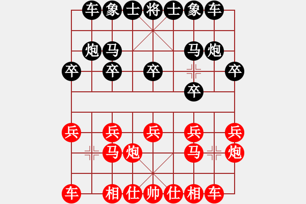 象棋棋譜圖片：逍遙六大爺紅負(fù)葬心【起馬轉(zhuǎn)邊炮對(duì)進(jìn)７卒】 - 步數(shù)：10 