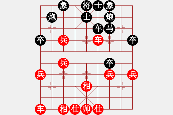 象棋棋譜圖片：中炮過(guò)河車互進(jìn)七兵對(duì)屏風(fēng)馬平炮兌車  急進(jìn)中兵 （黑誘車壓馬）  鳳城棋軟(1段)-勝-小杜(5段) - 步數(shù)：40 