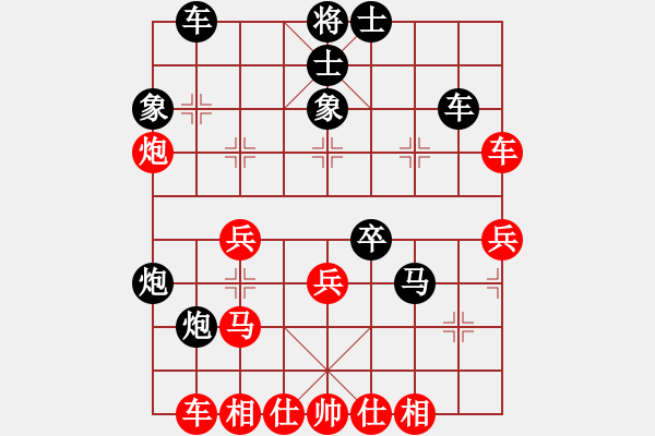 象棋棋譜圖片：中炮過(guò)河車互進(jìn)七兵對(duì)屏風(fēng)馬平炮兌車  紅五九炮炮打中兵  （黑炮2進(jìn)5）  撫順我怕誰(shuí)(1段)-負(fù)- - 步數(shù)：40 