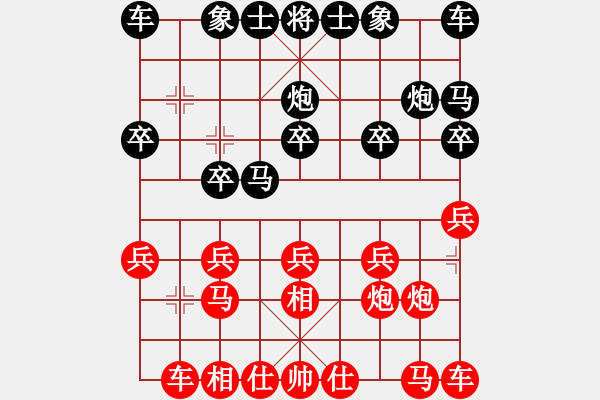 象棋棋譜圖片：金鉤炮對中炮 12.1 - 步數(shù)：10 