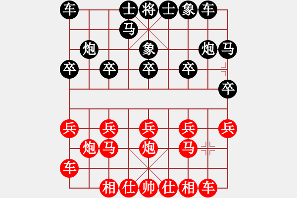 象棋棋譜圖片：B00 中炮局 1 黑2馬2進(jìn)4 黑3卒9進(jìn)1 和棋 1987 我 2180 對(duì)手 2280 15. - 步數(shù)：10 