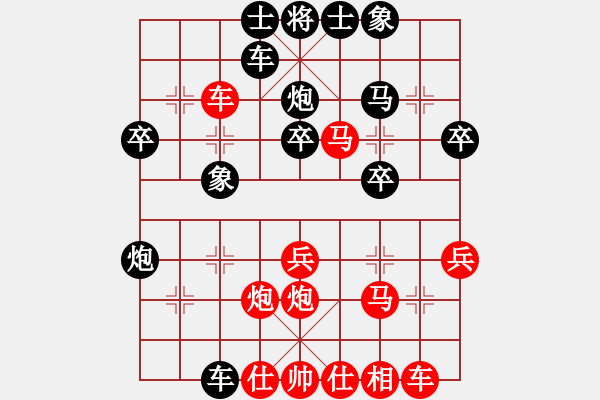 象棋棋譜圖片：青城魔神(電神)-負(fù)-藍(lán)冰小筑(天罡)(順炮直車對(duì)緩開車紅平七炮進(jìn)七兵) - 步數(shù)：30 