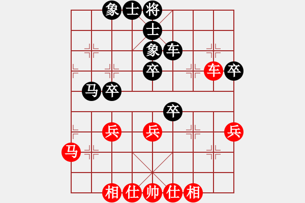 象棋棋譜圖片：五七炮互進三兵對屏風馬邊卒右馬外盤河 士6進5變鳳陽快刀(天罡)-和-象棋長征路(天罡) - 步數(shù)：40 