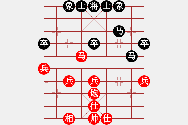 象棋棋譜圖片：古州棋苑(2段)-勝-江河湖海(2段)五七炮對屏風馬進７卒右炮過河黑車2進3 - 步數：40 