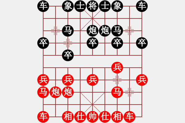 象棋棋譜圖片：金鉤炮對右中炮：棋苑大怪[紅] -VS- 清清河邊草地123[黑] - 步數(shù)：10 