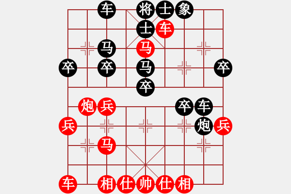 象棋棋譜圖片：thienma(9段)-和-新特大克星(月將)中炮右橫車對(duì)屏風(fēng)馬 紅進(jìn)中兵 - 步數(shù)：30 