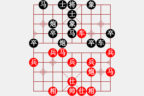 象棋棋譜圖片：中央電視臺(6段)-和-鶴舞九天(9段) - 步數：30 