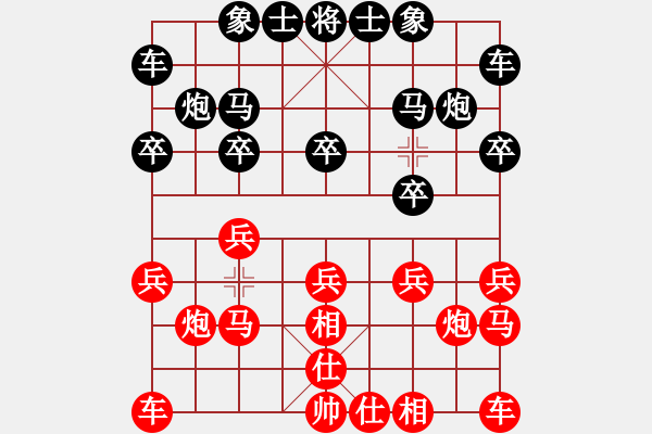 象棋棋譜圖片：CYCLONE V6.2 VS 昆侖1 后手飛刀 E43 對(duì)兵互進(jìn)右馬局 紅飛相 - 步數(shù)：10 