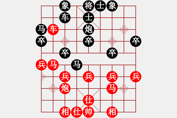 象棋棋譜圖片：啥都不懂[1287206942] -VS- 橫才俊儒[292832991] - 步數(shù)：30 