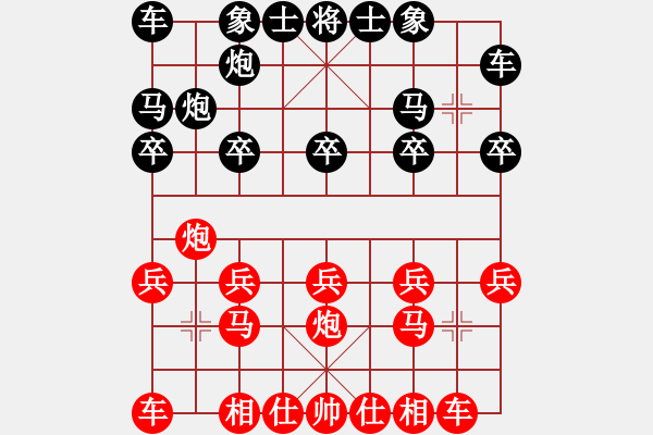 象棋棋譜圖片：砍黑龜背炮修改版B，第10步黑應(yīng)進(jìn)7卒 - 步數(shù)：10 