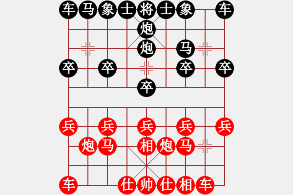 象棋棋谱图片：醉棋渡河[红] -VS- 与众不同[黑] - 步数：10 
