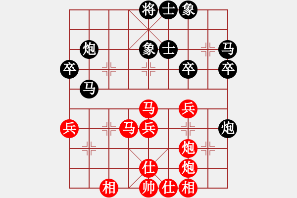 象棋棋谱图片：C71五七炮对屏风马进３卒右马外盘河 - 步数：40 