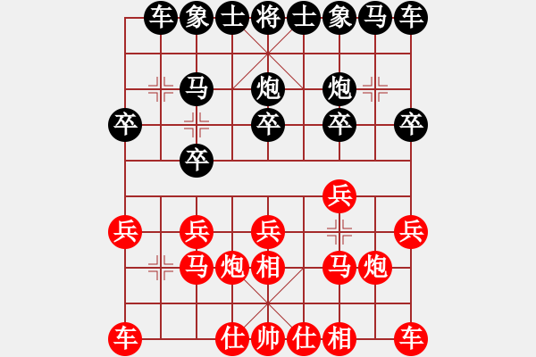 象棋棋譜圖片：QQ 太平洋-先勝-波城池 (仙人指路飛相對卒底炮) - 步數(shù)：10 