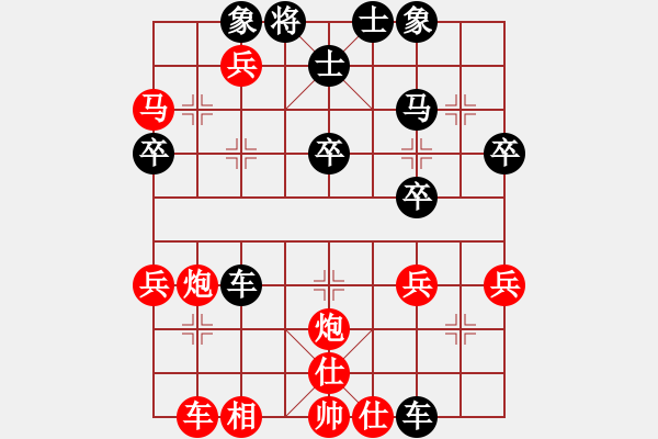 象棋棋譜圖片：中炮七路馬對(duì)屏風(fēng)馬雙炮過河―棄車局 - 步數(shù)：40 