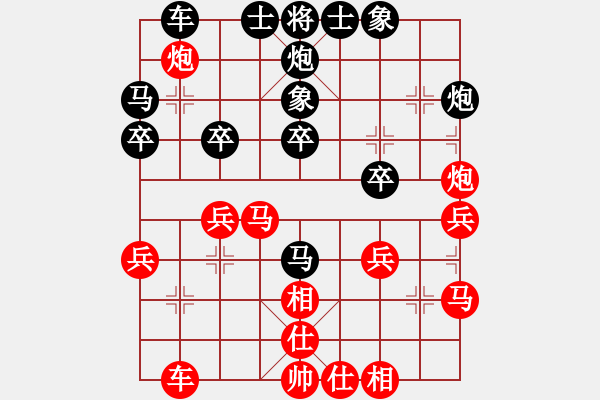 象棋棋谱图片：hanfei(9段)-胜-佛缘圣地(月将)仙人指路对中炮 - 步数：30 