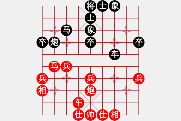 象棋棋谱图片：duongqua(3段)-和-pcll(9段) - 步数：40 