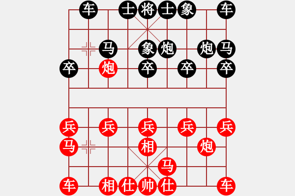 象棋棋譜圖片：hzl5531[紅先負] -VS- 贏一盤實在難[黑] 飛相對右過宮炮 - 步數(shù)：10 