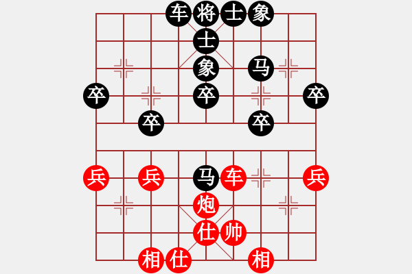 象棋棋譜圖片：中炮雙橫車夾馬炮對反宮馬巡河車右炮過河 - 步數(shù)：40 