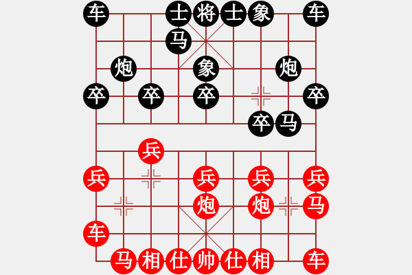 象棋棋谱图片：第23轮 2-4 河南 党斐 红先胜 山东 谢岿 - 步数：10 