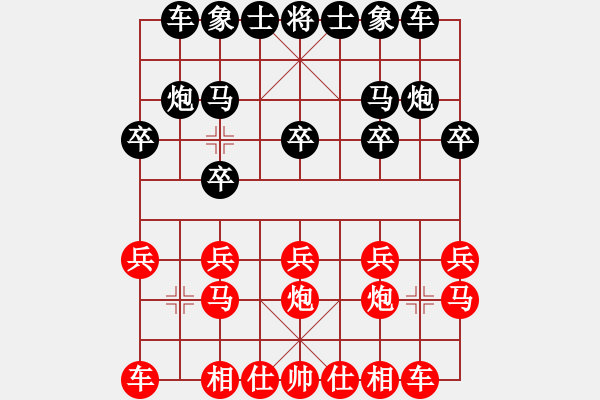 象棋棋譜圖片：屏風(fēng)馬對五七炮－黑棄炮紅進(jìn)兵拱炮且不動三七兵.PGN - 步數(shù)：10 