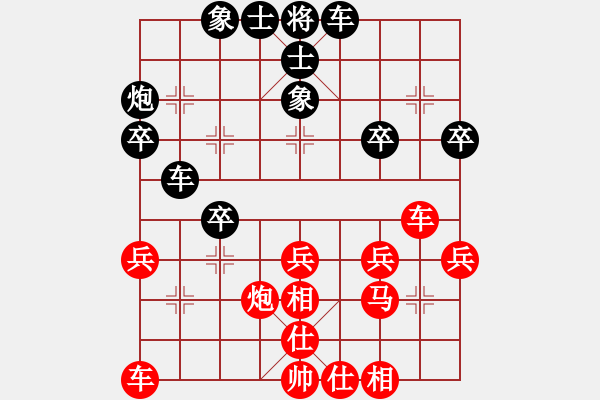 象棋棋譜圖片：葬心紅勝醒目仔阿四【仙人指路轉(zhuǎn)左中炮對(duì)卒底炮】 - 步數(shù)：30 